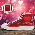 thumbnail image 2 of Coolcustomize Women's High Top Valentine's Day Red Heart Print Fashion Casual Sneakers | Romantic Couple Streetwear Shoes, Lace-up, Round Toe, Fabric Upper and Inner, Rubber Sole Canvas Shoes, 2 of 10