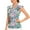 135-Peacock Blue Flower, variant on Women’s Sleeveless Polo Shirt – Quick Dry Ruffle Sleeve V-Neck Golf Shirt with UPF 50+