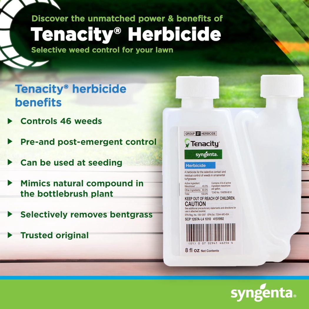 ZZJP Tenacity Herbicide - Pre-Emergent and Post-Emergent Weed Control, 8-oz. Liquid Weed Killer for Lawns and Turf Grasses, Active Ingredient Mesotrione Herbicide