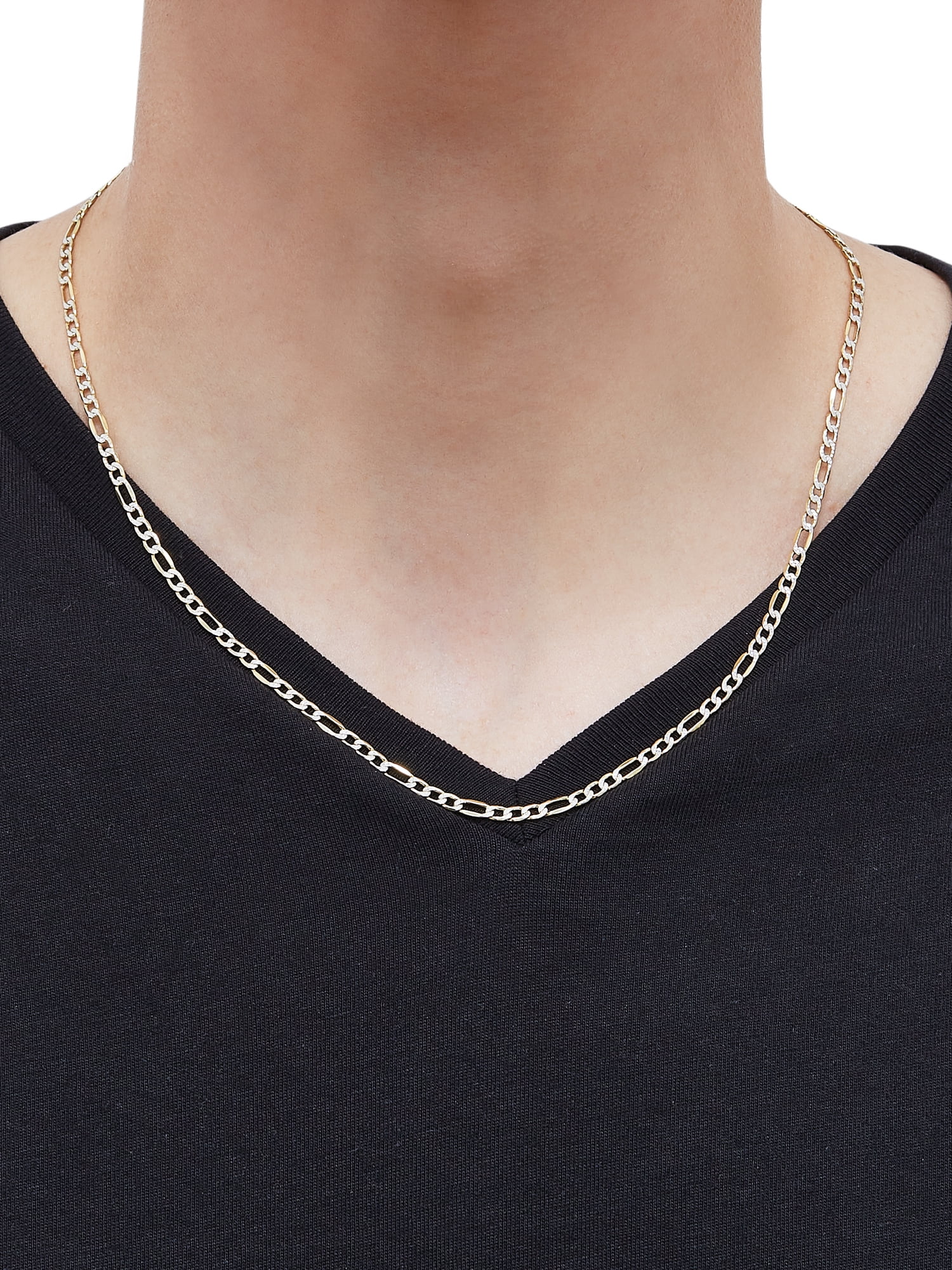 Brilliance Fine Jewelry Sterling Silver 1/20 10K Yellow Gold 3.40MM Hollow Figaro Necklace, 20"