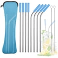 thumbnail image 1 of Conjunto de 8 Popotes de Acero Inoxidable, Pajitas Reutilizables con Bolsita de Tela y Cepillo para Limpiar, Popotes Reusables con Fundas de Silicona, Pajitas de Metal para Cócteles Jugos (Azul), 1 of 4