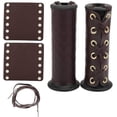 thumbnail image 2 of ZOUSSIQI 2Pcs Motorcycle Handlebar Wraps, Leather Handlebar Hand Grip Covers with Strap Motorcycle Heated Grip Pads Modification Accessories(Brown) CA919-29467, 2 of 9