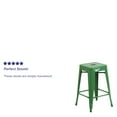 thumbnail image 5 of BizChair Commercial Grade 24" High Backless Green Metal Indoor-Outdoor Counter Height Stool with Square Seat, 5 of 13
