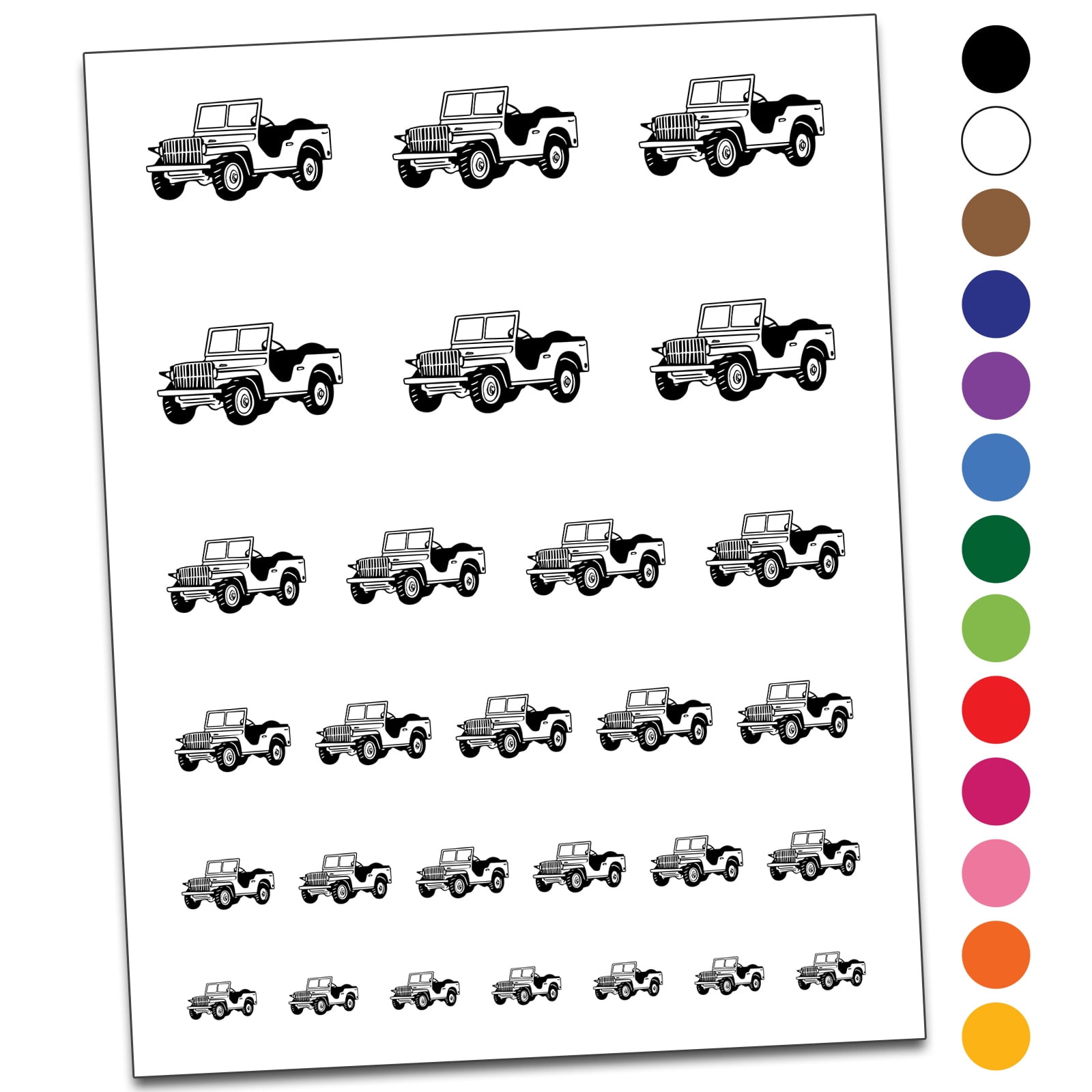 Military Jeep Army Vehicle Car Water Resistant Temporary Tattoo Set