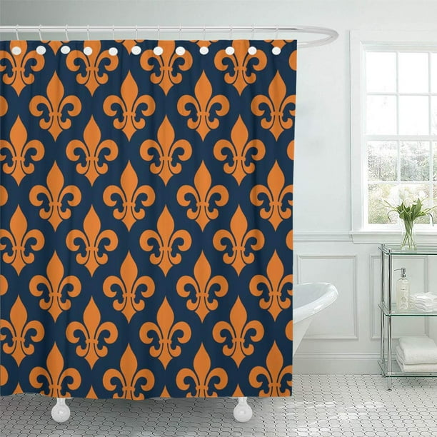 CYNLON Blue Abstract Lily Fleur De Lis Orange Billboard Broadsheet ...