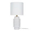 thumbnail image 2 of My Texas House Hob-Nail Ceramic Table Lamp, White Finish with Brass Accents, 18" H, 2 of 6