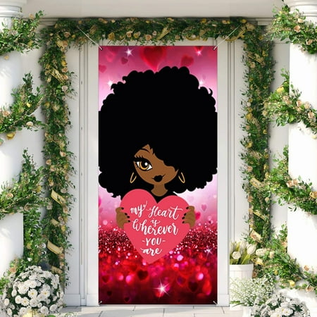 

GARENAS Party Favors for Kids 4-8 Valentine S Day Door Cover Decoration Creative Background Valentine S Day Front Door Decoration(Black)