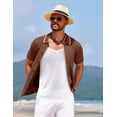thumbnail image 3 of COOFANDY Men's Knit Short Sleeve Button Down Shirt Summer Beach Casual Vintage Shirt Knitted Shirts, 3 of 6