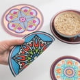 thumbnail image 5 of 1 Pack Round Bohemia Placemat,Washable Round Placemats Cup Coaster Kitchen Table Round Table Mats for Table Dinner Farmhouse Placemats 6.5 x 6.5 Inch, 5 of 7