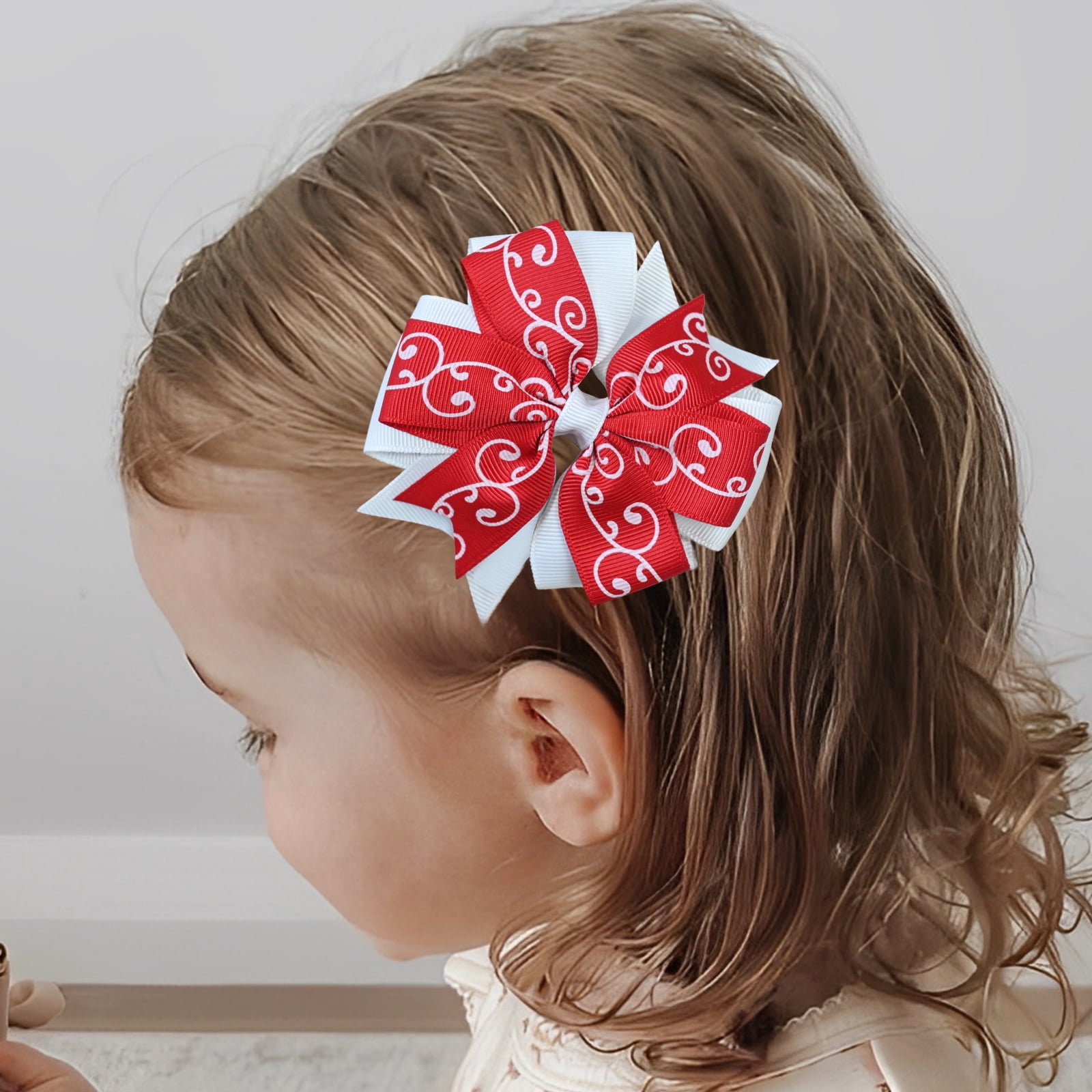 JoyBowie 18Pcs 4 Inch Valentine's Day Heart Print Cheer Bows with Alligator Clips for Girls Teens