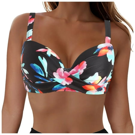 KJameas Women Underwire Bikini Top Push Up Swim Top Solely Bra Padded Swimsuit Tops Bathing Suit Tops No Bottom (Red XXL)