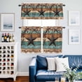 thumbnail image 2 of Country Stars Kitchen Curtains Valances and Tiers Set of 3 Vintage Rust Black Star Berry Brown Bright Green Wood Grain Tier Curtains and Valance with Rod Pocket for Small Windows, 27.5"x24", 2 of 9