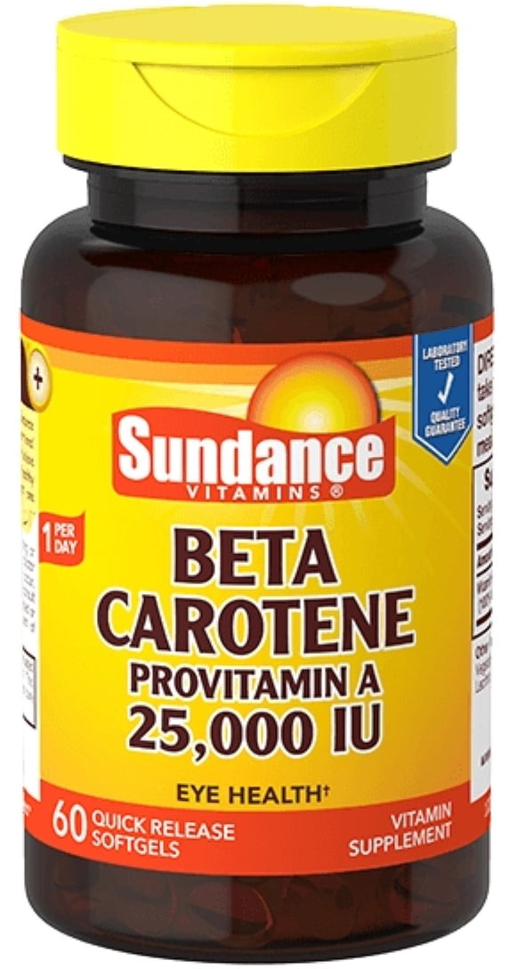 Sundance Vitamins Beta Carotene Provitamin A Softgels, 25000 IU, 60