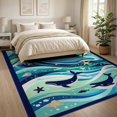 thumbnail image 3 of ODIKA 8'x10' Washable Area Rug Durable, Non-Slip Bathroom Ocean Wave Nautical Whale Starfish Beachy Accessories for Living Room, Under Sectional, Family, 3 of 7