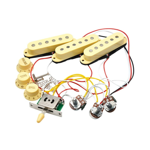 Pastillas de guitarra eléctrica Pastillas de rueda dentada Puente de guitarra Pastilla pasiva precableada Amarillo