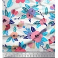 thumbnail image 1 of Soimoi Purple Cotton Voile Fabric Leaves & Anemone Floral Print Sewing Fabric Yard 42 Inch Wide, 1 of 3