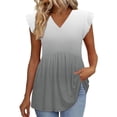 thumbnail image 2 of Craaazy Ladies Oversized Short Sleeve Tunic Tops, Lightweight Casual Shirt, V Neck Ruffle Sleeve Babydoll Blouse with Print for Everyday Outfits Gifts, 2 of 9
