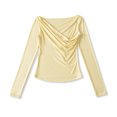 thumbnail image 4 of AP25583-25 Autumn New Korean Style Pure and Desirable Style Ruffled Crossover Off-Shoulder Long Sleeve Casual Base Layer Top/T-Shirt, 4 of 4