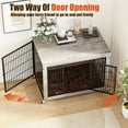thumbnail image 5 of Waleaf Wooden Dog Crate Furniture with Cushion, Double Doors Wooden Dog Kennel Indoor with Wheels, 5 of 8