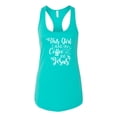 thumbnail image 2 of Wild Bobby This Girl Runs On Coffee And Jesus Inspirational/Christian Women Racerback Tank Top, Tahiti Blue, Medium, 2 of 5