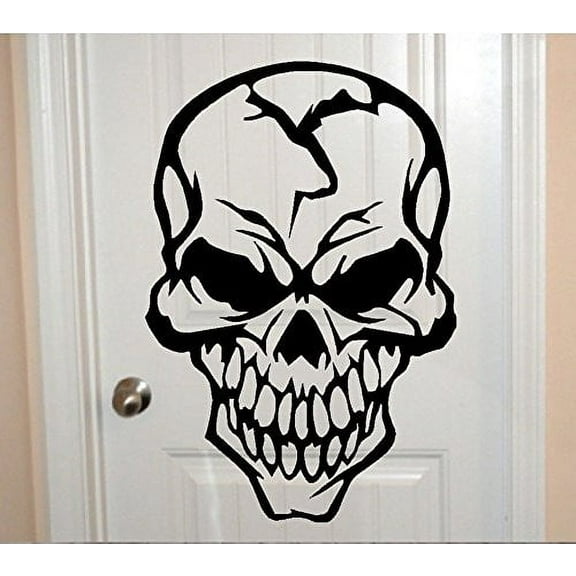 Decal ~ SKELETON HEAD ~ HALLOWEEN: WALL OR WINDOW DECAL, 8" X 13"