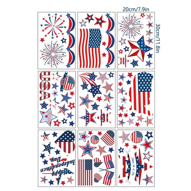 TIMIFIS Window Sticker Independence Day Sticker Electrostatic Window Sticker Flag Glass Door Decorative Decal Stickers