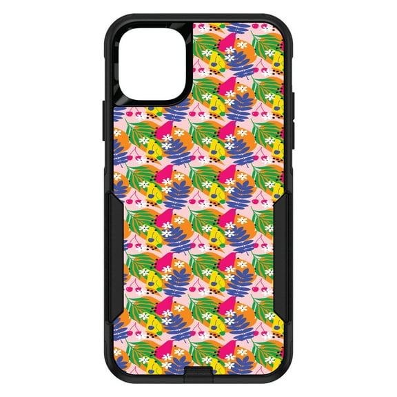 DistinctInk Custom SKIN / DECAL compatible with OtterBox Commuter for iPhone 11 (6.1" Screen) - Summer Vibes Floral Pattern Blue Orange Pink