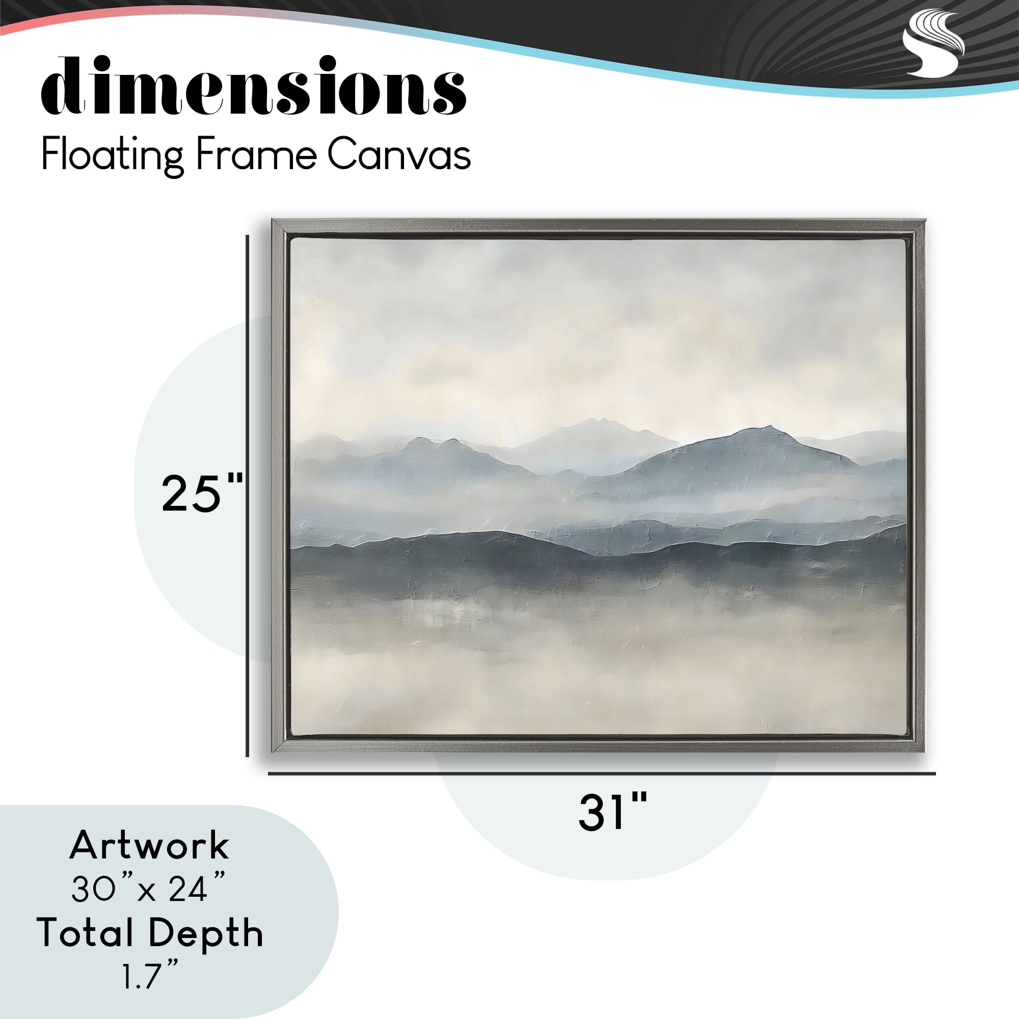 Stupell Industries Misty Muted Mountainscape Gray Framed Floater Canvas Wall Art, design by Riley B