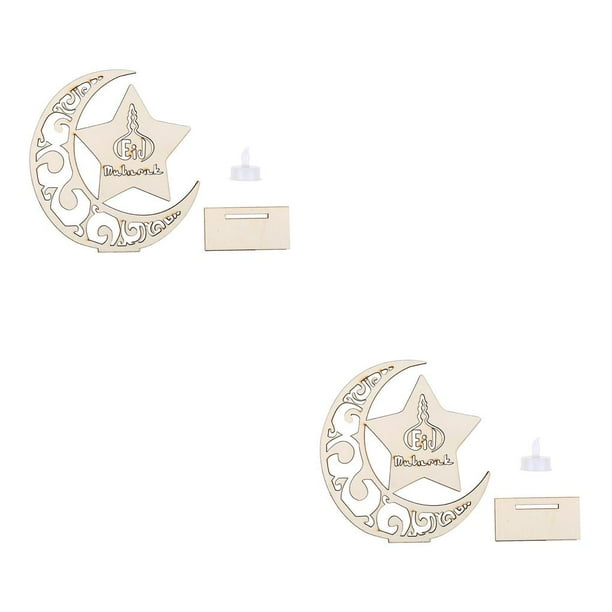 Inteprter Delicados adornos de madera, luces de Ramadán, lámpara Universal, luces nocturnas, decoración de granja, decoraciones para dormitorio, sala de 3 2piezas Inteprter CBP213890