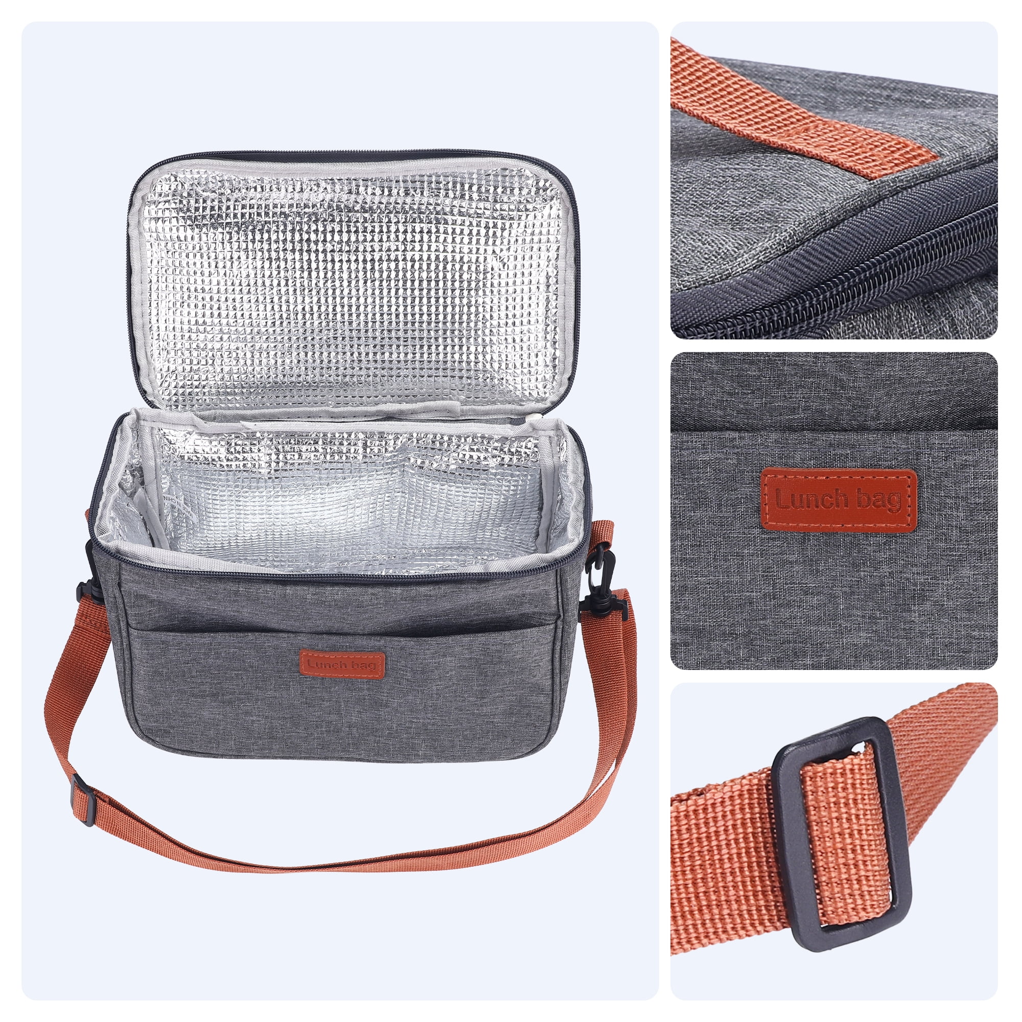 Unique Bargains Insulated Lunch Bag for Office Picnic Gray