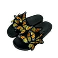 thumbnail image 2 of BLTIBY Women's Summer Flat Slide Sandals Casual Butterfly Sandals Summer Comfy Anti-Slip Open Toe Beach Slippers Yellow 40, 2 of 7