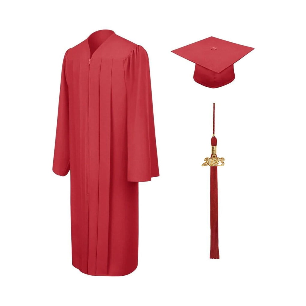 campus Adult Cap 2023 Novel School Uniform Unisex Girl cap and gown graduation Cosplay Bachelor Costume College University Ceremony Suit red size 48