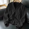 thumbnail image 2 of Womens Jacket Front Zip with Pockets Lightweight Shirt Fall Relaxed Fit for Everyday Casual Wear Black,XXL, 2 of 4