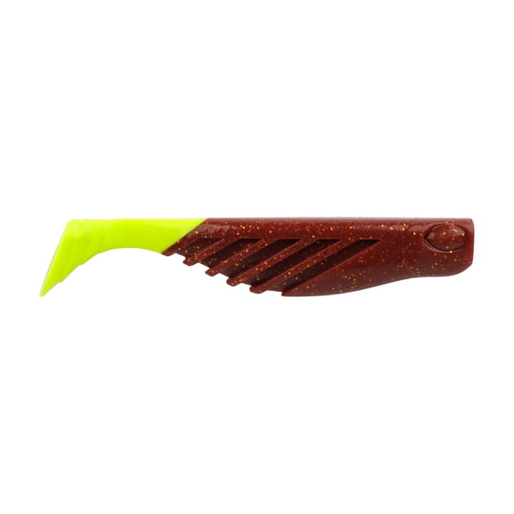 Berkley Gulp!® Saltwater Ripple Mullet, 3 in, Root Beer Gold/Chartreuse