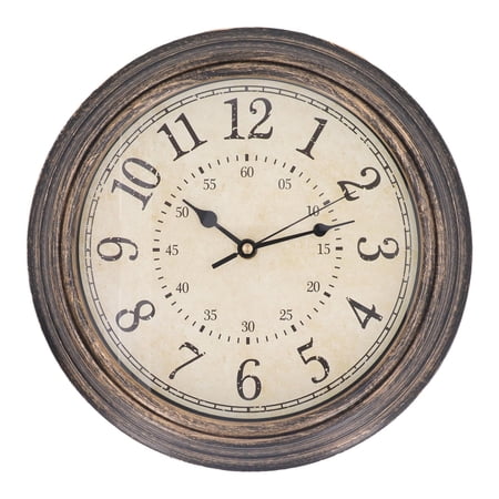Riousery 12 Inch Vintage Wall Clock Silent Quartz Movement Round Decorative Retro Hanging Clock for Living Room Bedroom Bronze