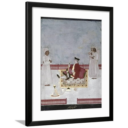 An official of the East India Company enjoying smoking a water-pipe, Mughal, India, c1760 Framed Print Wall Art By Werner (Best Water Pipes For Home In India)
