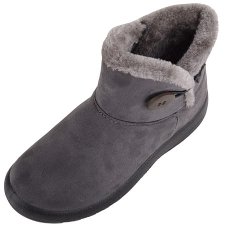 

ABSOLUTE FOOTWEAR Womens Lightweight Faux Suede Faux Fleece Slip On Zip Up Ankle Boots - Grey - US 9