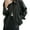 Black L, variant on Women Jacket Faux Leather Smooth Surface Turn-down Collar Zipper Closure Stretchy Hem Long Sleeves Motorcycle Coat Travel Outerwear