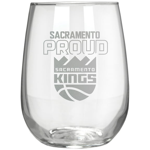 Sacramento Kings Etched 17oz. Rally Cry Stemless Wine Glass