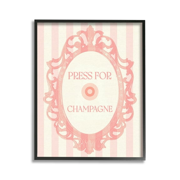 Stupell Industries Champagne Button on Stripes Food & Beverage Painting Black Framed Art Print Wall Art, 11 x 14