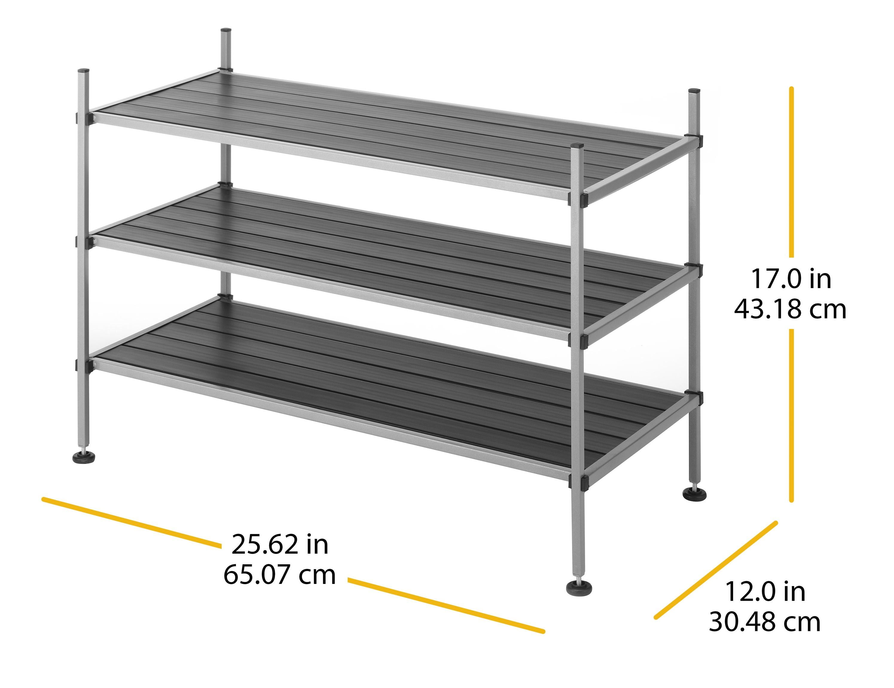 Whitmor 3-Tier Epoxy Iron Shoe Rack, Space-Saving Stackable Storage Shelves, 9-Pair Capacity, Silver