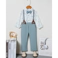 thumbnail image 3 of ZOEREA Toddler Baby Boy Suit Clothes Gentleman Wedding Outfits Long Sleeve Dress Shirt + Suspender Pants + Bowtie 1-5T, 3 of 7
