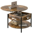 thumbnail image 6 of DOVEAID Round Lift Top Coffee Table Farmhouse Circle Coffee Table with Storage Large 2 Tier Wood Center Table for Living Room,Rustic Brown, 6 of 9
