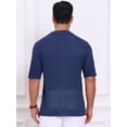 thumbnail image 3 of DARING DIVA Men's Striped Summer Short Sleeve Knitted See Through Shirts 2XL Dark Blue, 3 of 7