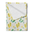 thumbnail image 2 of Geometric Soft Flannel Fleece Blanket, Flip Flops and Starfishes Beach Elements Exotic Poolside Theme Pattern, Cozy Plush for Indoor and Outdoor Use, 60" x 80", Seafoam Yellow White, by Ambesonne, 2 of 5
