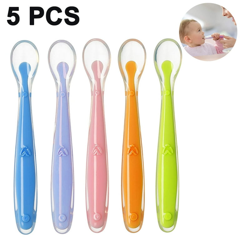 Namotu 5-Pack, First Stage Baby Infant Spoons, Soft Silicone Baby Spoons Training Spoon for Infant