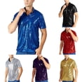 thumbnail image 4 of Mens Summer Shiny Sequin Short Sleeve T shirt Fashion Disco Party Stage Costume, 4 of 9