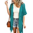 thumbnail image 4 of MSJUHEG Crochet Cardigans for Women 3/4 Batwing Sleeve Cardigan for Dress Tie Front Tops Knit Cardigans Lightweight Cardigans Loose Knit Women's Shrug Sweaters Hollow Out Boho Mint Green One Size, 4 of 9