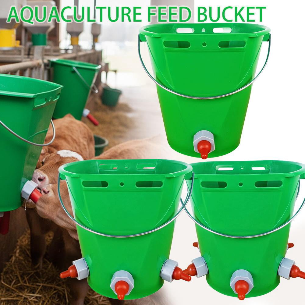 Goat Feeder with Nipple 8L Baby Bottle Bucket for Lambs & Calves 1/3/5 Mouth Sheep Milk Feeder & Plastic Feed Trough Multi-Animal Livestock Nursing Bucket with Scale & Handle