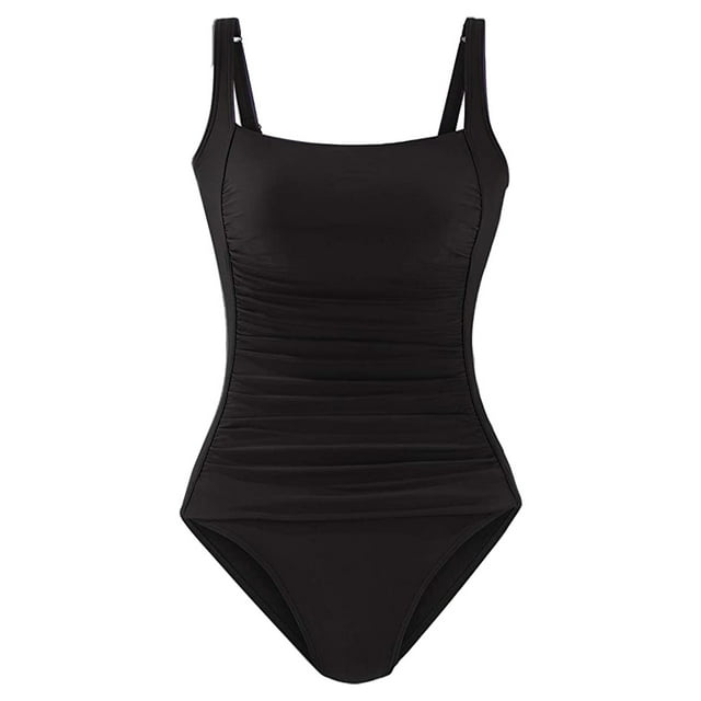 Trajes de baño de una pieza con realce y acolchado vintage para mujer Trajes de baño con control de barriga Trajes de baño de talla grande (negro) Zhivalor BST3003546-2